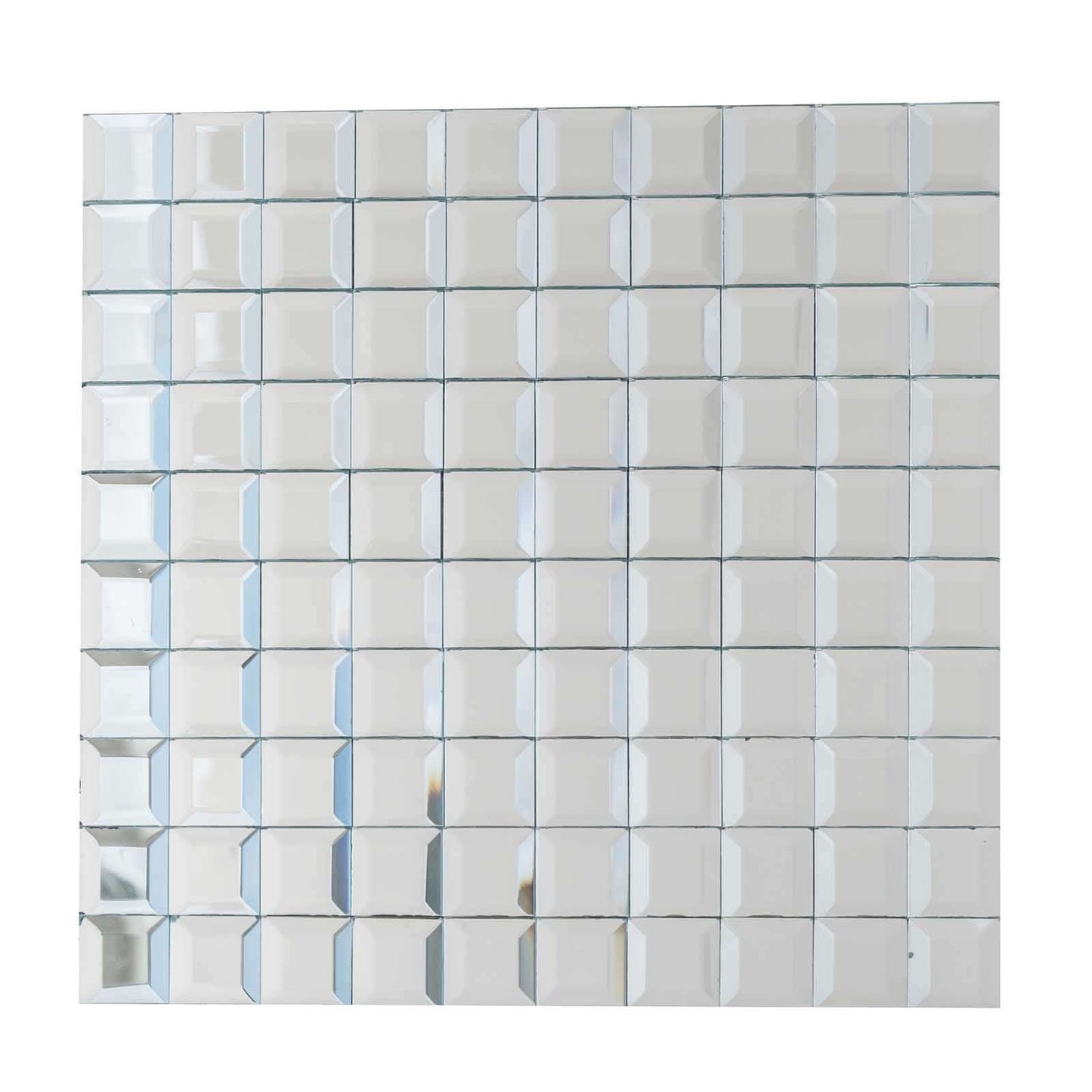10 Pack 10 Sq ft Silver Peel and Stick Backsplash Mirror Wall Tiles - Linen Luxes