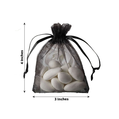 10 Pack 3"x4" Black Organza Drawstring Wedding Party Favor Gift Bags - Clearance SALE - Linen Luxes