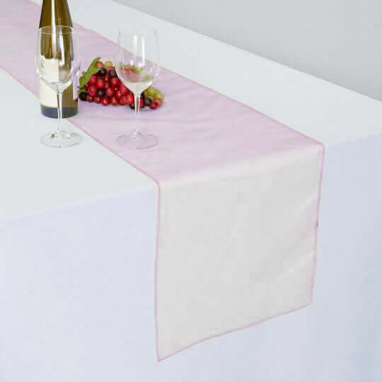 10 Pack Sheer Organza 14"x108" Table Runners Pink - Soft and Lightweight Table Accent - Linen Luxes