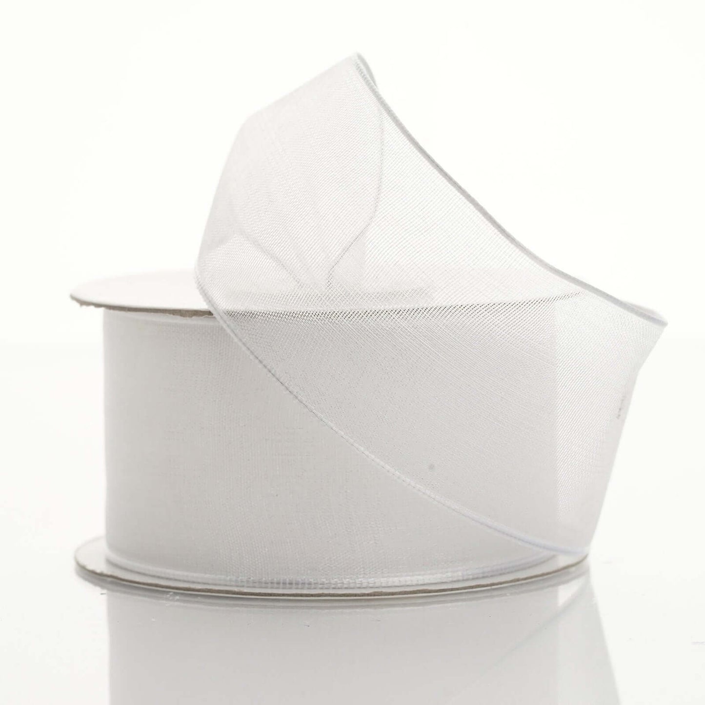 10 Yards 1.5" White Sheer Organza Wired Edge Ribbon - Linen Luxes