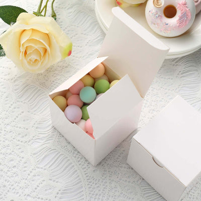 100 Pack 3" Easy DIY White Party Or Shower Favor Candy Gift Boxes - Linen Luxes