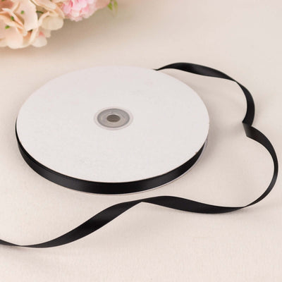 100 Yards 3/8" Black Single Face Decorative Satin Ribbon - Linen Luxes