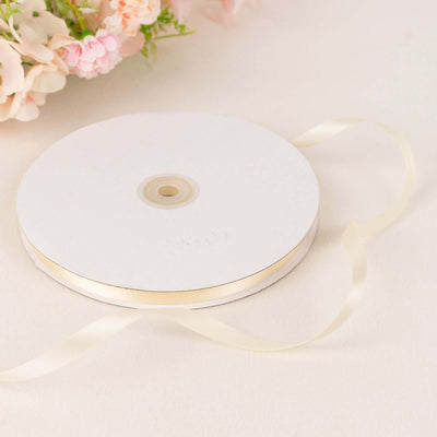 100 Yards 3/8" Ivory Single Face Decorative Satin Ribbon - Linen Luxes
