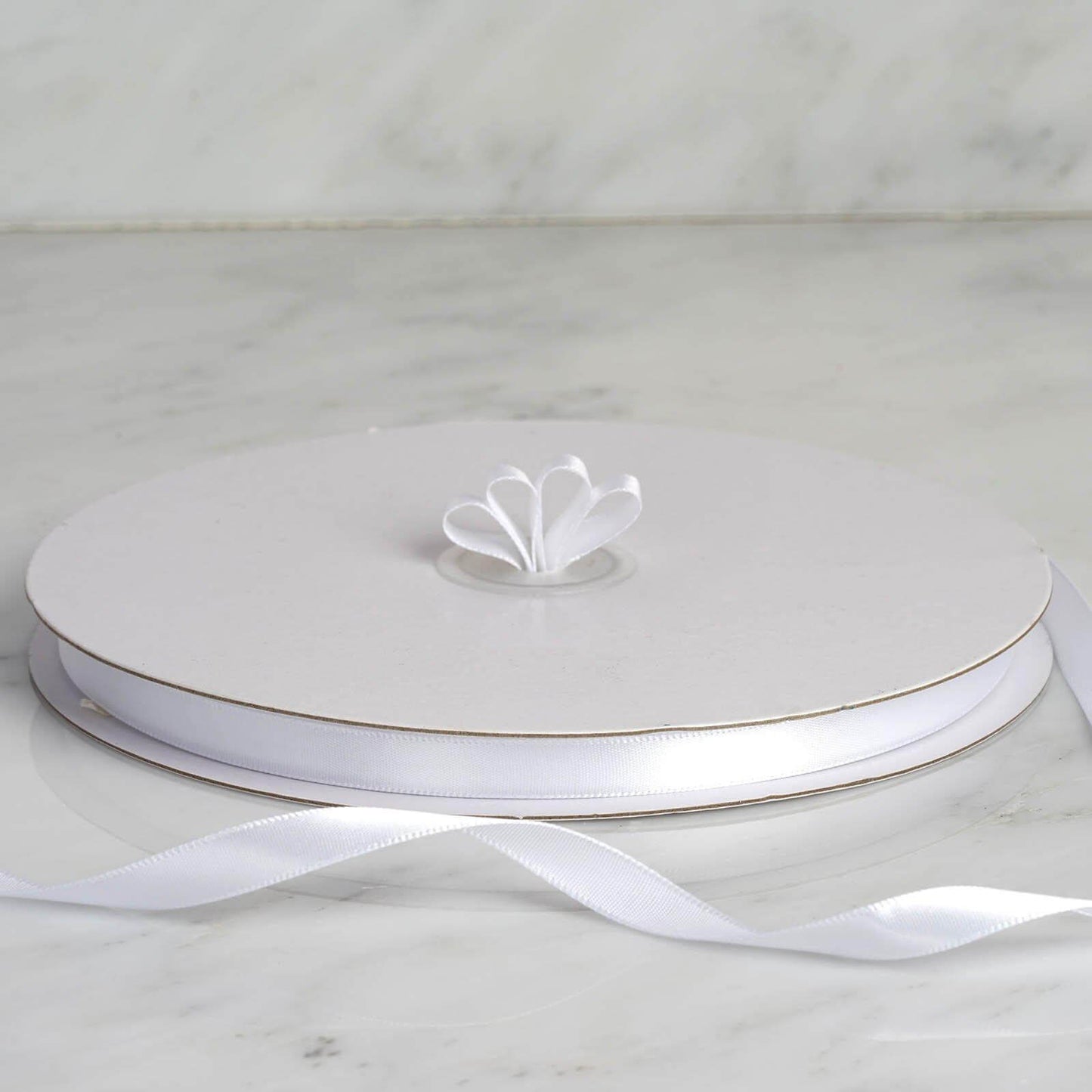 100 Yards 3/8" White Single Face Decorative Satin Ribbon - Linen Luxes