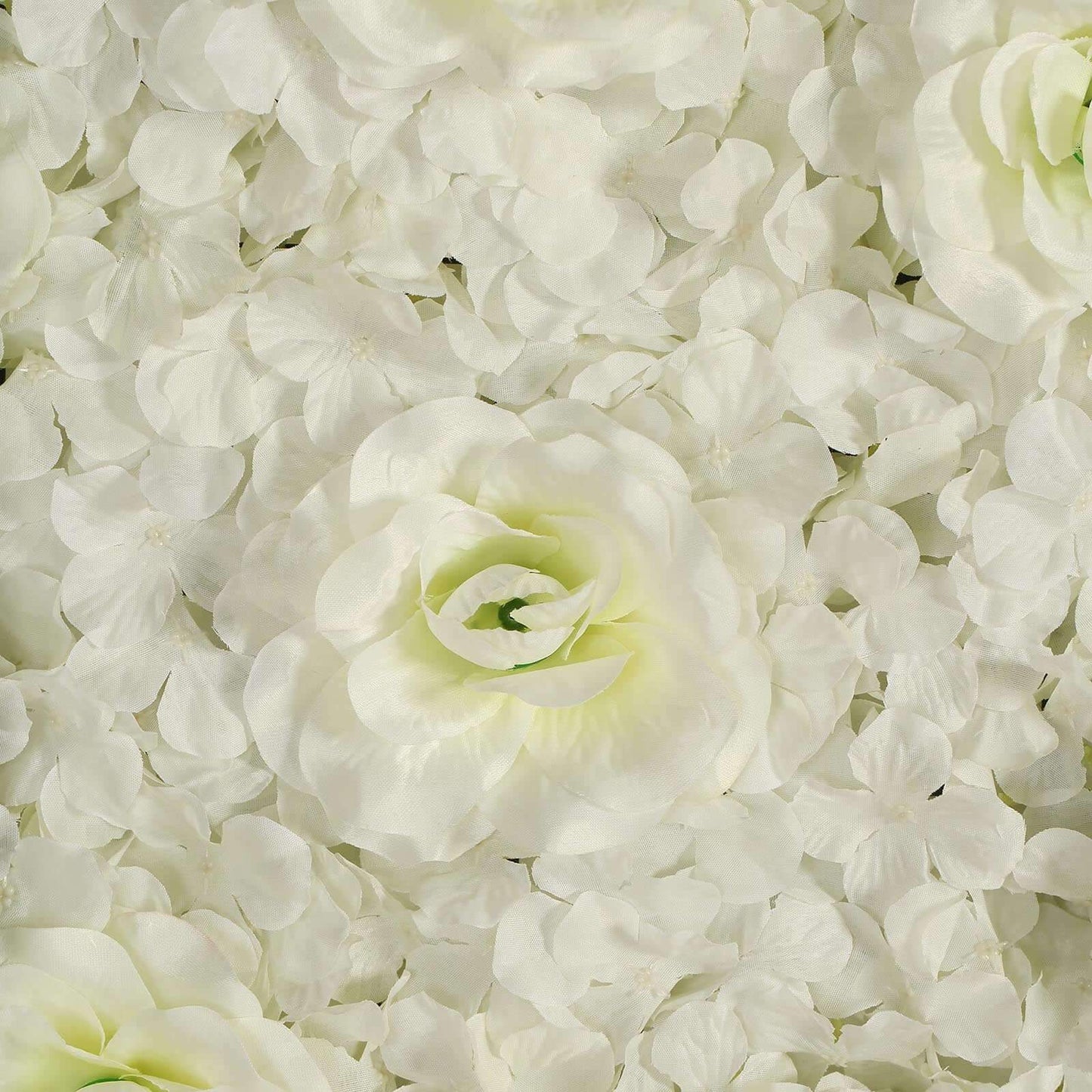 11 Sq ft. Cream 3D Silk Rose and Hydrangea Flower Wall Mat Backdrop - 4 Artificial Panels - Linen Luxes