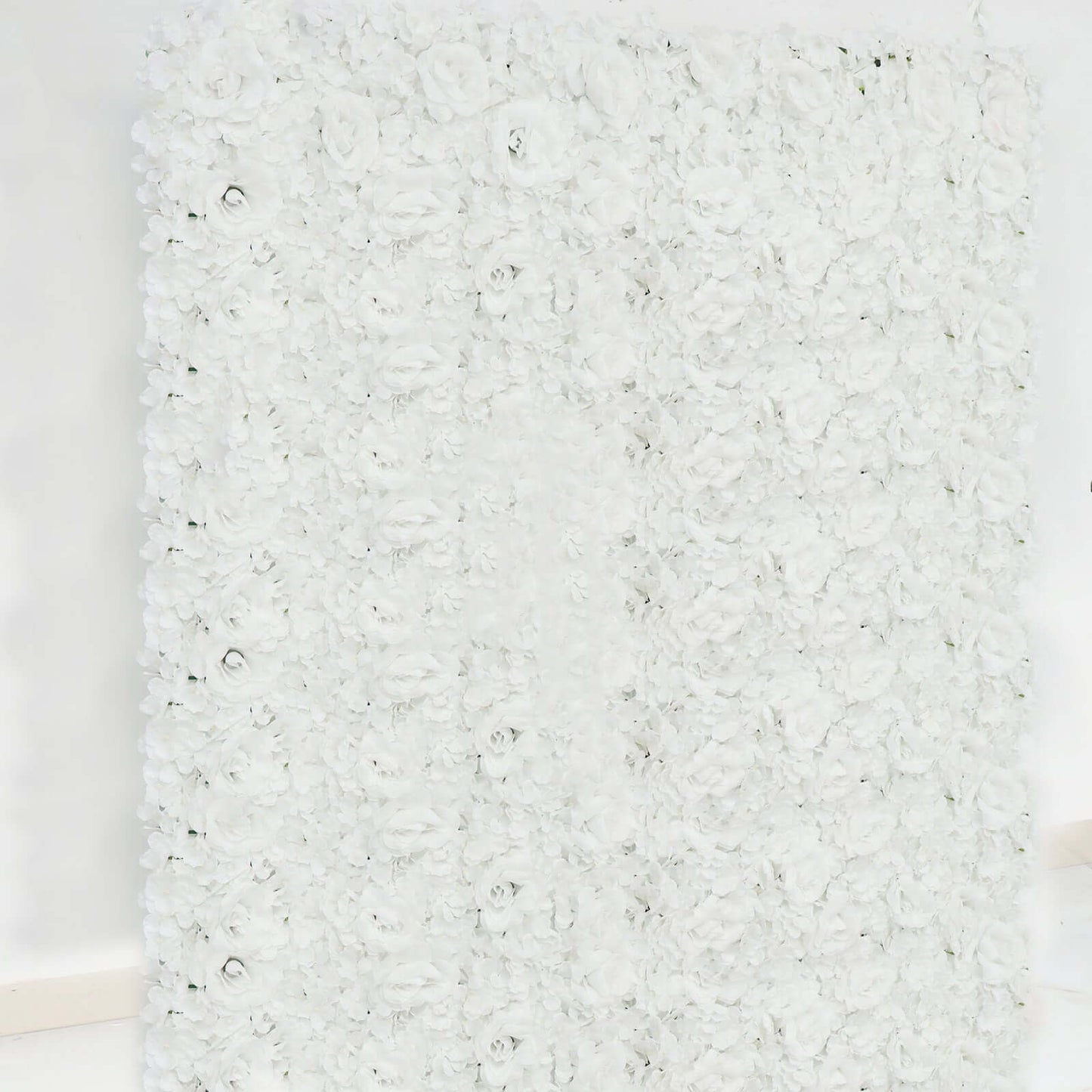11 Sq ft. White 3D Silk Rose and Hydrangea Flower Wall Mat Backdrop - 4 Artificial Panels - Linen Luxes