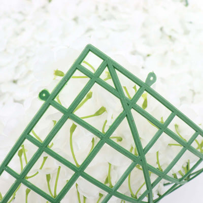 11 Sq ft. White UV Protected Hydrangea Flower Wall Mat Backdrop - 4 Artificial Panels - Linen Luxes