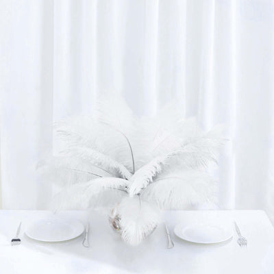 12 Pack 13" - 15" White Natural Plume Real Ostrich Feathers, DIY Centerpiece Fillers - Linen Luxes