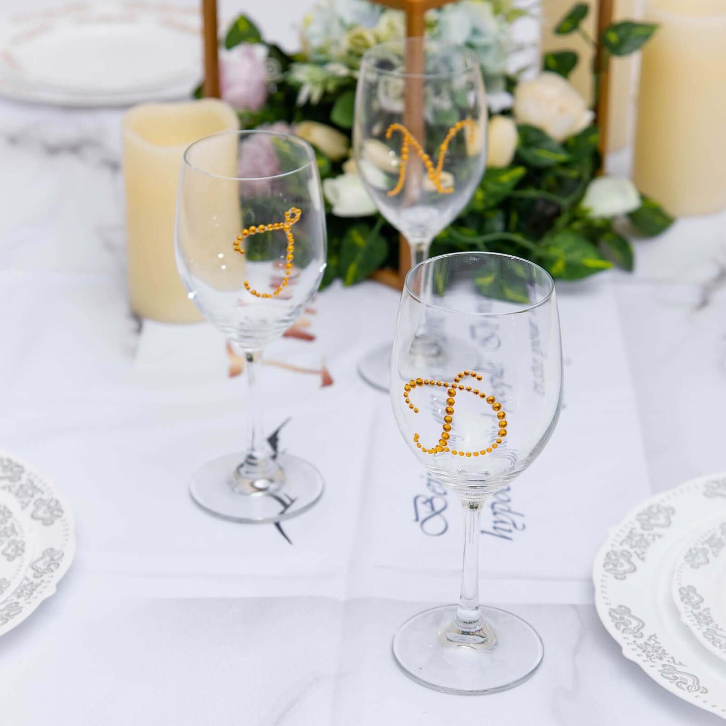 12 Pack 1.5" Gold Rhinestone Monogram Letter Jewel Sticker Self Adhesive DIY Diamond Decor - F - Linen Luxes