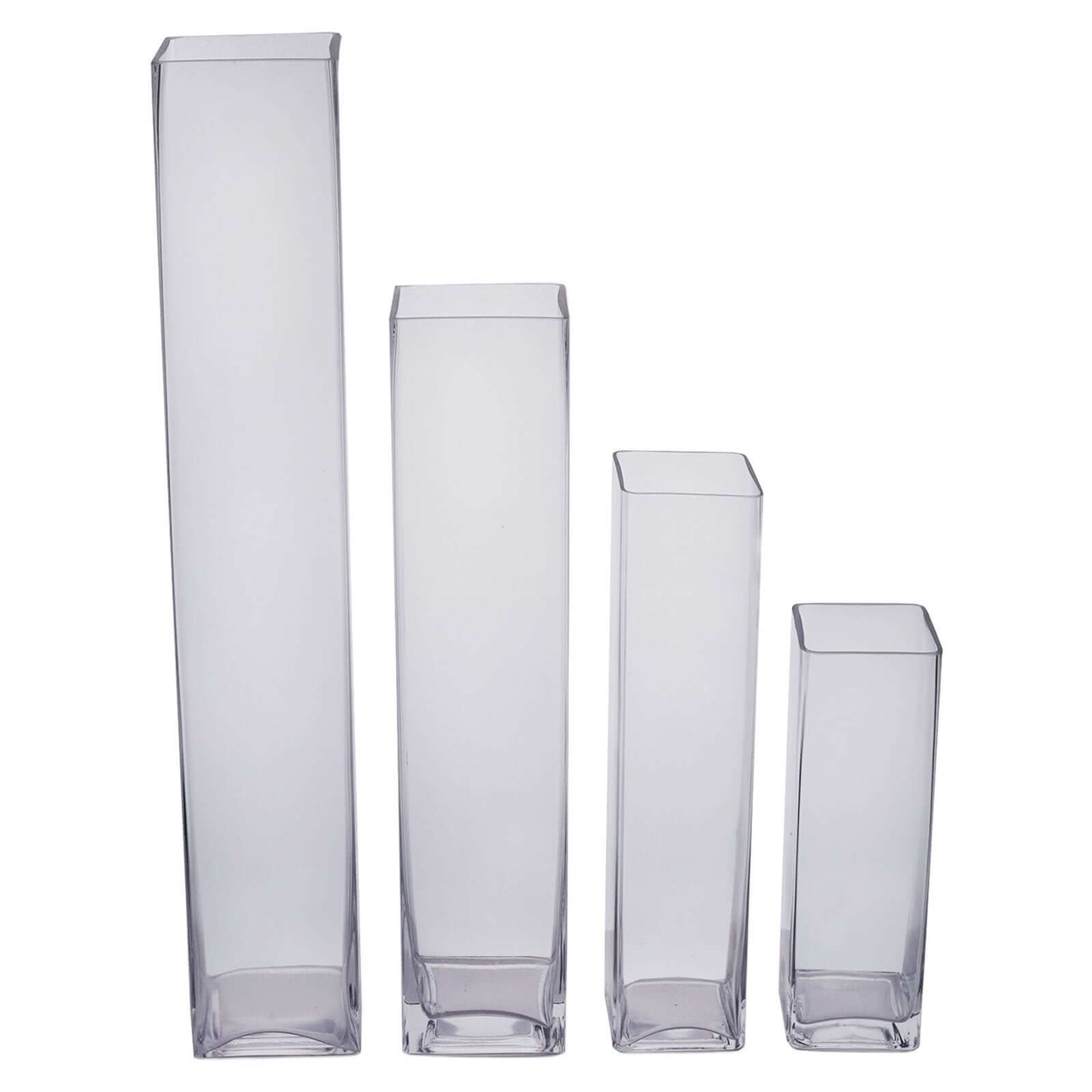 12 - Pack Glass Cylinder Vases Square Clear - Durable Heavy Duty Floral Centerpieces for Weddings 14" - Linen Luxes