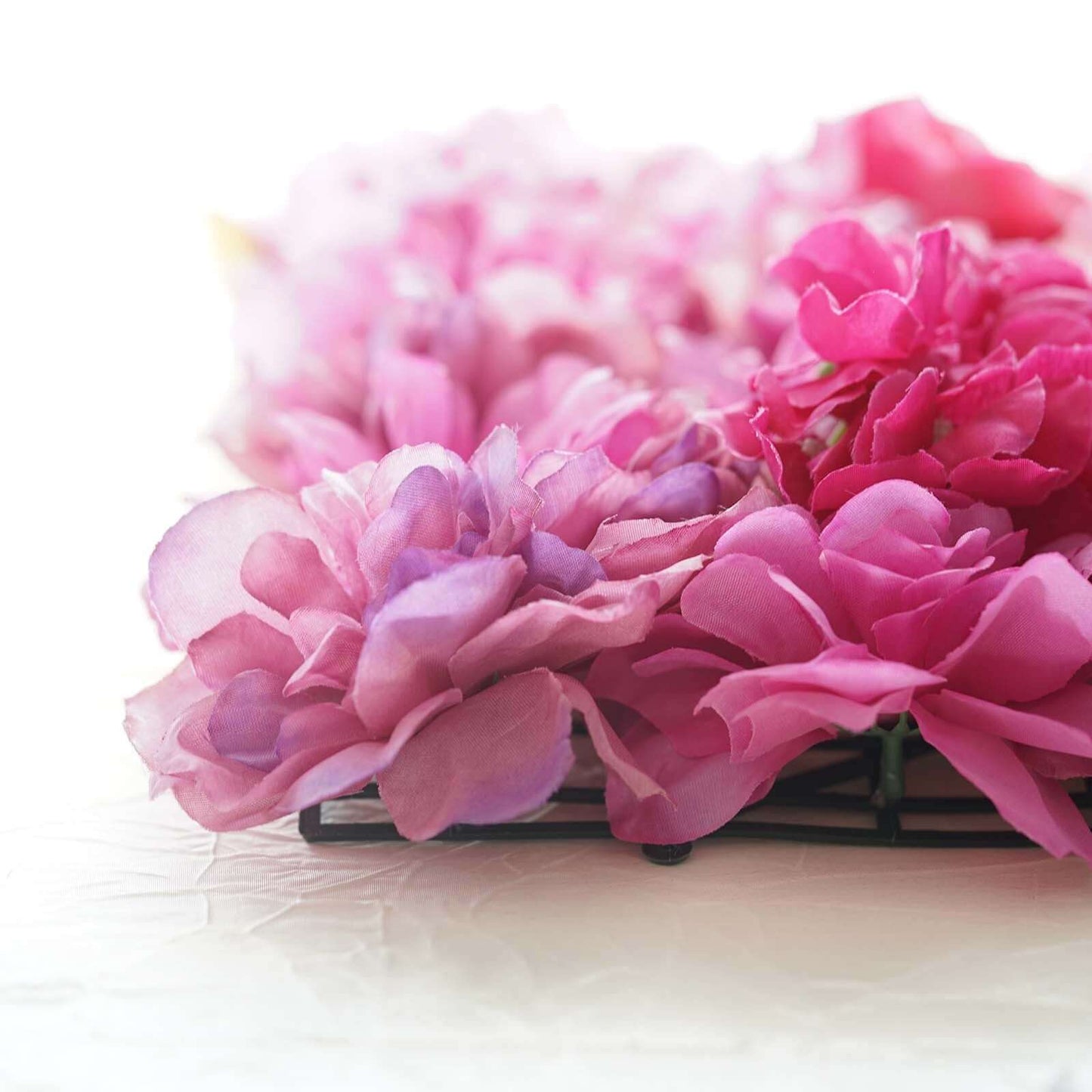 13 Sq ft. Violet Purple UV Protected Assorted Flower Wall Mat Backdrop - 4 Artificial Panels - Linen Luxes