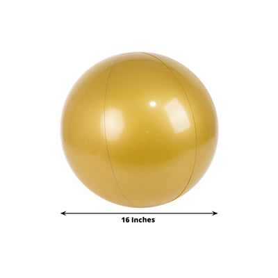 2 Pack 16" Inflatable Gold Decorative Balls - Round Vinyl Pool and Party Balls, Lightweight & Fun