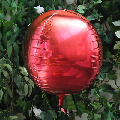 2 Pack 14" 4D Burgundy Sphere Mylar Foil Helium or Air Balloons - Linen Luxes