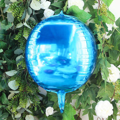 2 Pack 14" 4D Royal Blue Sphere Mylar Foil Helium or Air Balloons - Linen Luxes
