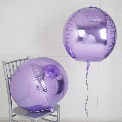 2 Pack 18" 4D Lavender Lilac Sphere Mylar Foil Helium or Air Balloons - Linen Luxes