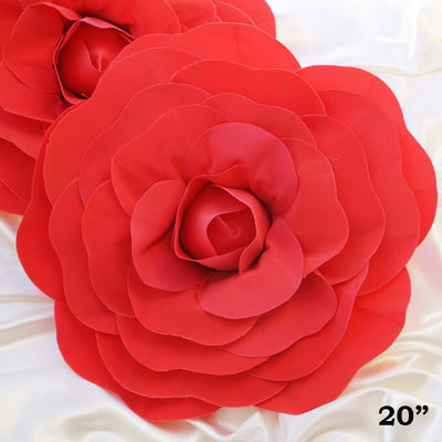 2 Pack 20" Large Red Real Touch Artificial Foam DIY Craft Roses - Linen Luxes