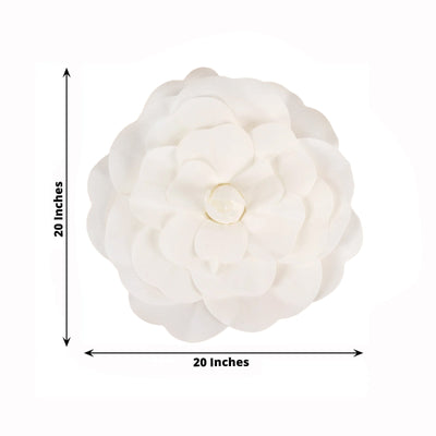 2 Pack 20" Large White Real Touch Artificial Foam DIY Craft Roses - Linen Luxes
