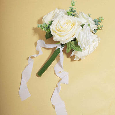 2 Pack 6yd White Silk - Like Chiffon Linen Ribbon Roll For Bouquets, Wedding Invitations Gift Wrapping - Linen Luxes