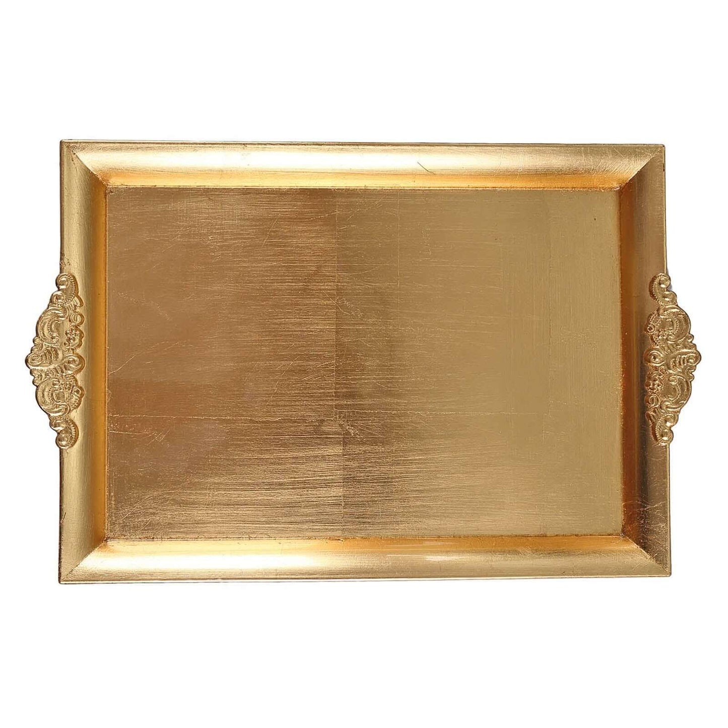 2 - Pack Acrylic Rectangle Serving Trays 14"x10" in Gold with Embossed Handles, Sleek Decorative Dinner Party Food Platters - Linen Luxes