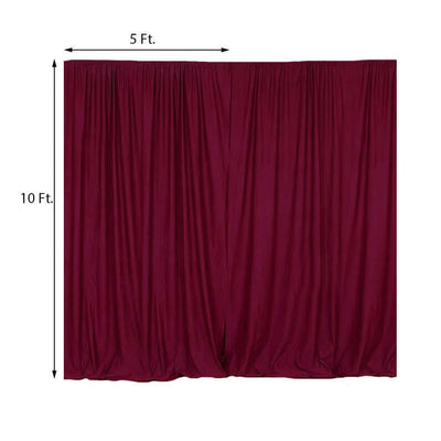 2 Pack Burgundy Scuba Polyester Event Curtain Drapes, Durable Flame Resistant Backdrop Event Panels Wrinkle Free with Rod Pockets - 10ftx10ft - Linen Luxes