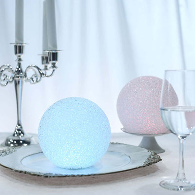 2 - Pack LED Light Globes Color Changing - Battery Operated Ball Centerpieces 6" - Linen Luxes