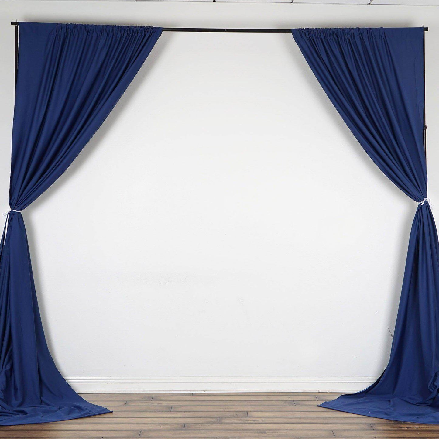 2 Pack Navy Blue Scuba Polyester Event Curtain Drapes, Durable Flame Resistant Backdrop Event Panels Wrinkle Free with Rod Pockets - 10ftx10ft - Linen Luxes