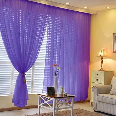 2 Pack Purple Sheer Chiffon Event Curtain Drapes, Durable Flame Resistant Organza Backdrop Event Panels With Rod Pockets - 10ftx10ft - Linen Luxes