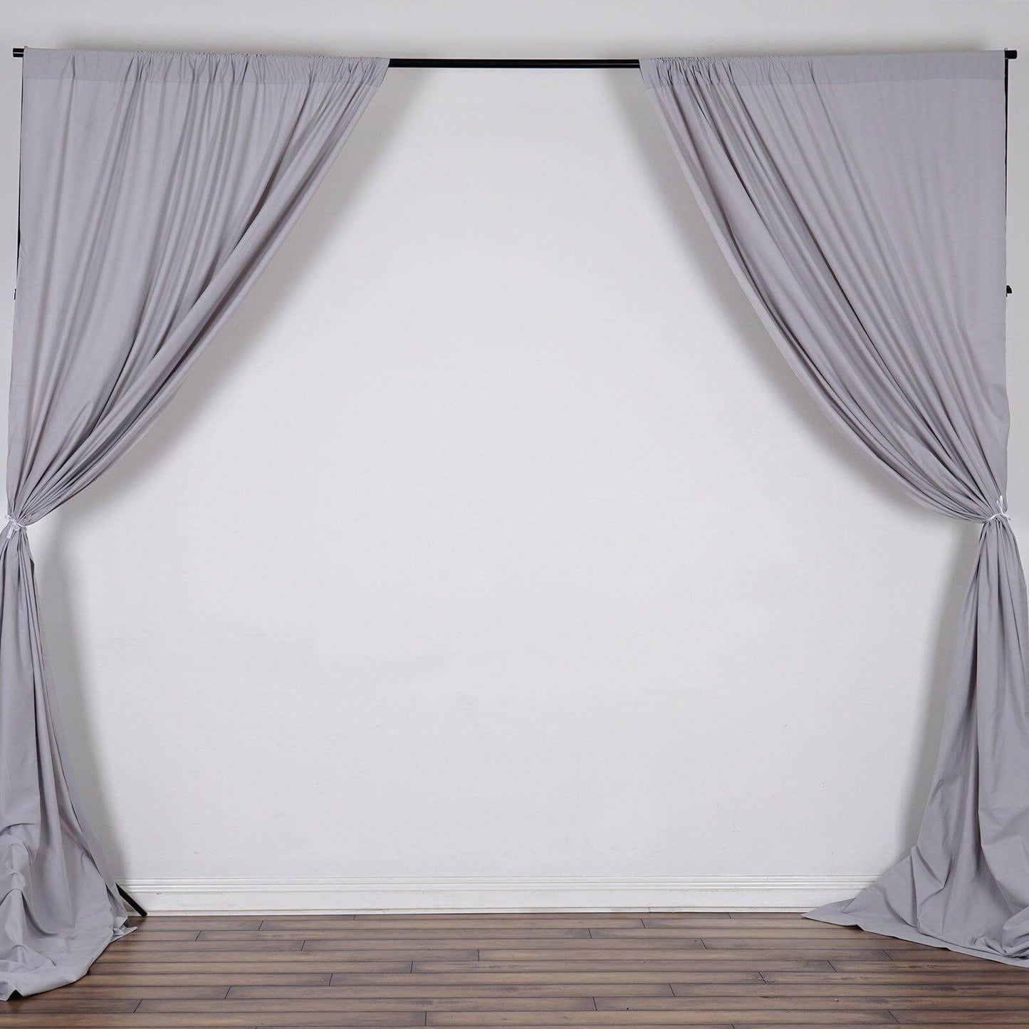 2 Pack Silver Scuba Polyester Event Curtain Drapes, Durable Flame Resistant Backdrop Event Panels Wrinkle Free with Rod Pockets - 10ftx10ft - Linen Luxes
