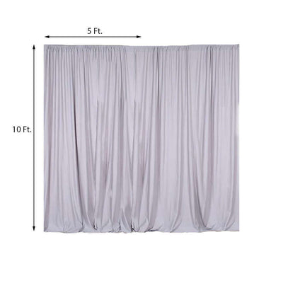 2 Pack Silver Scuba Polyester Event Curtain Drapes, Durable Flame Resistant Backdrop Event Panels Wrinkle Free with Rod Pockets - 10ftx10ft - Linen Luxes