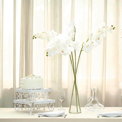 2 Stems 40" Tall White Artificial Silk Orchid Flower Bouquets - Linen Luxes