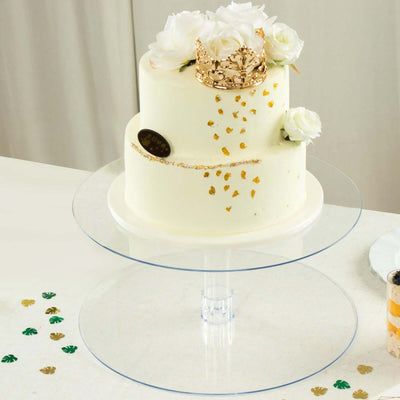 2 - Tier Acrylic Round Cake Stand Set Clear - Chic Versatile Cupcake Holder Dessert Display Pedestal for Wedding Buffet & Catering Displays 18" - Linen Luxes