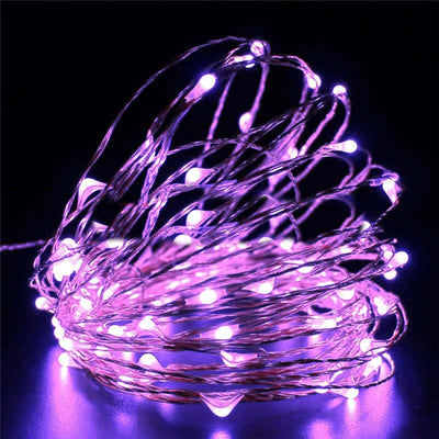 20 LED Micro Fairy String Lights Starry Bright Design Purple - Battery Operated Party Accent 90" - Linen Luxes