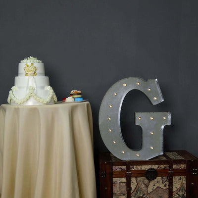 20" Vintage Galvanized Metal Marquee Letter Light Cordless With 16 Warm White LED - G - Linen Luxes