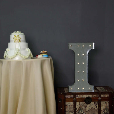 20" Vintage Galvanized Metal Marquee Letter Light Cordless With 16 Warm White LED - I - Linen Luxes