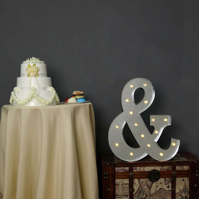 20" Vintage Galvanized Metal Marquee Symbol Light Cordless With 16 Warm White LED - & - Linen Luxes