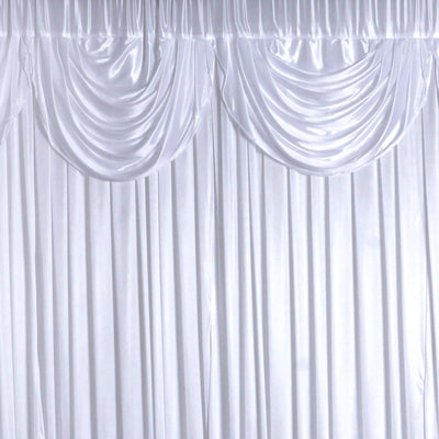 20ftx10ft White Premium Double Drape Satin Event Curtain Drapes, Glossy Photo Backdrop Event Panel - Linen Luxes
