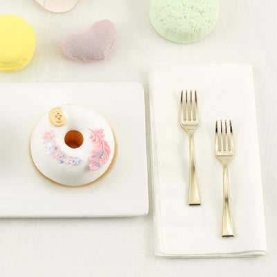24 - Pack Plastic Mini Dessert Forks Gold - Heavy Duty Disposable Appetizer Forks 4" - Linen Luxes