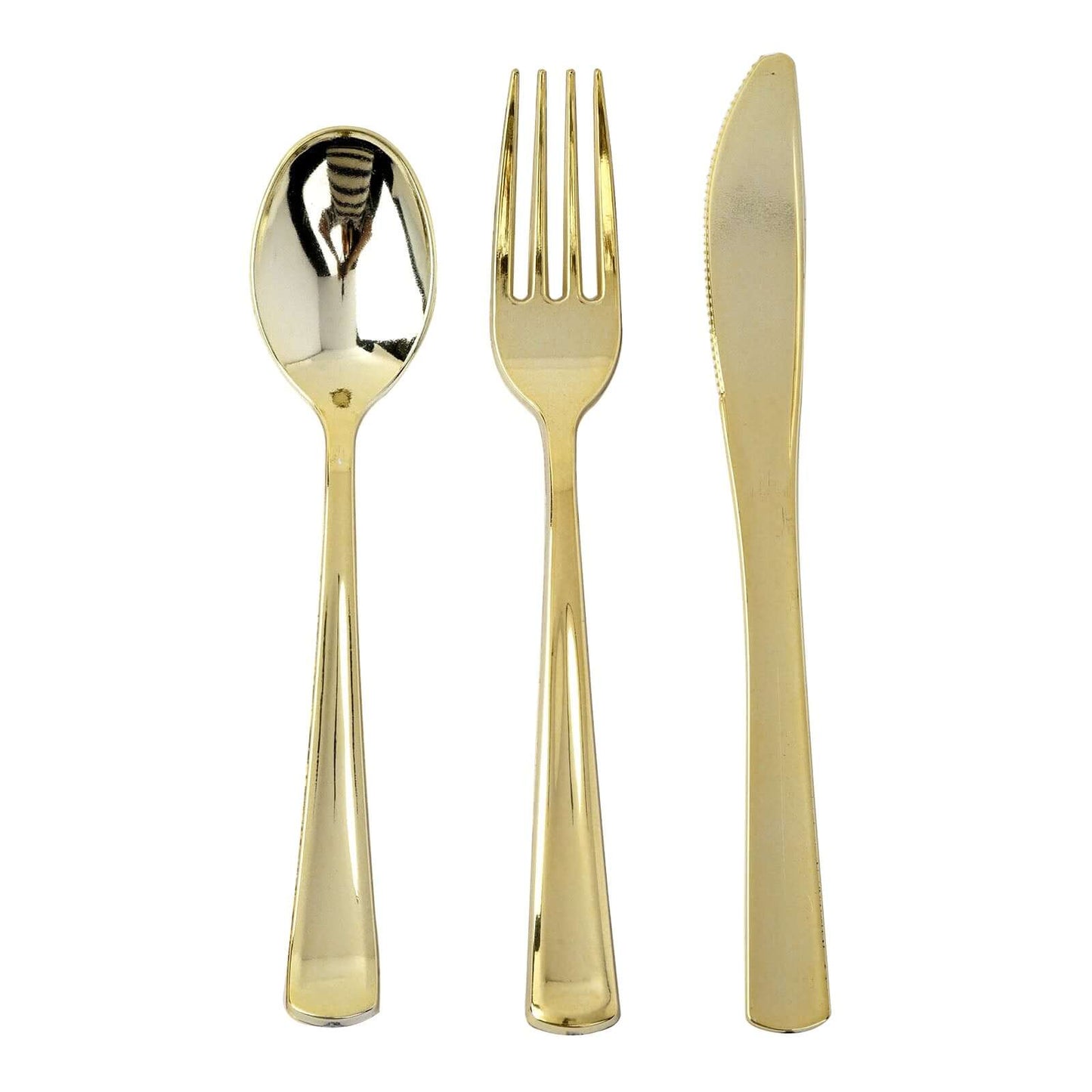 25 - Pack Plastic Spoons Metallic Gold Classic Heavy Duty - Premium Disposable Cutlery 7" - Linen Luxes