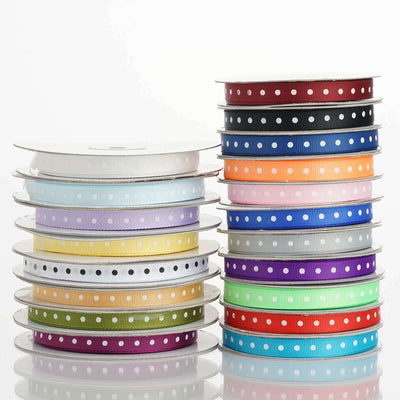 25 Yards 3/8" Eggplant Grosgrain Polka Dot Ribbon - Linen Luxes