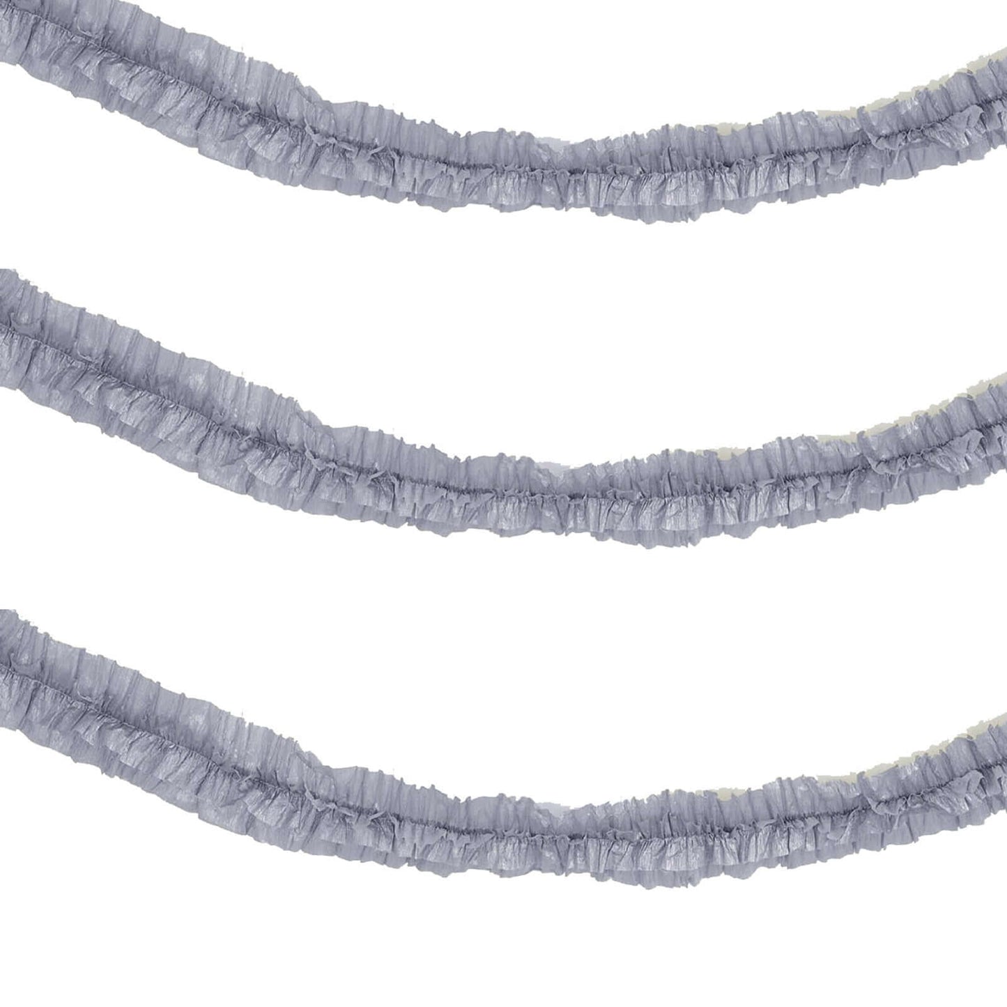 3 Rolls 28ft Silver Ruffled Tissue Paper Party Streamers, Crepe Paper Backdrop Decorations - Linen Luxes