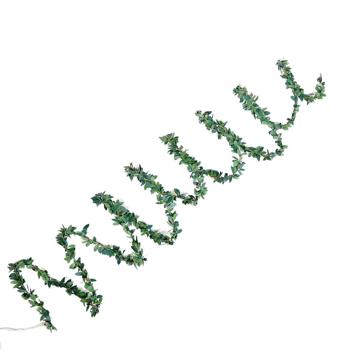 30 LED String Light Garland Green Leaf Design White Light - Battery Operated Décor Accent 10ft - Linen Luxes