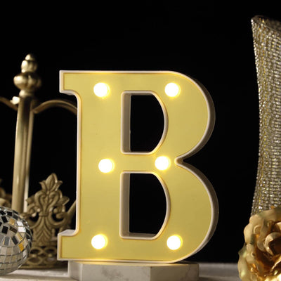 3D Marquee Letter "B" Warm White 6 LED Lights Gold - Chic Light - Up Decor for Events 6" - Linen Luxes