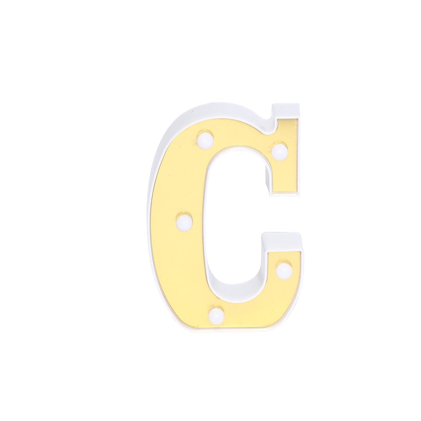 3D Marquee Letter "C" Warm White 5 LED Lights Gold - Chic Light - Up Decor for Events 6" - Linen Luxes