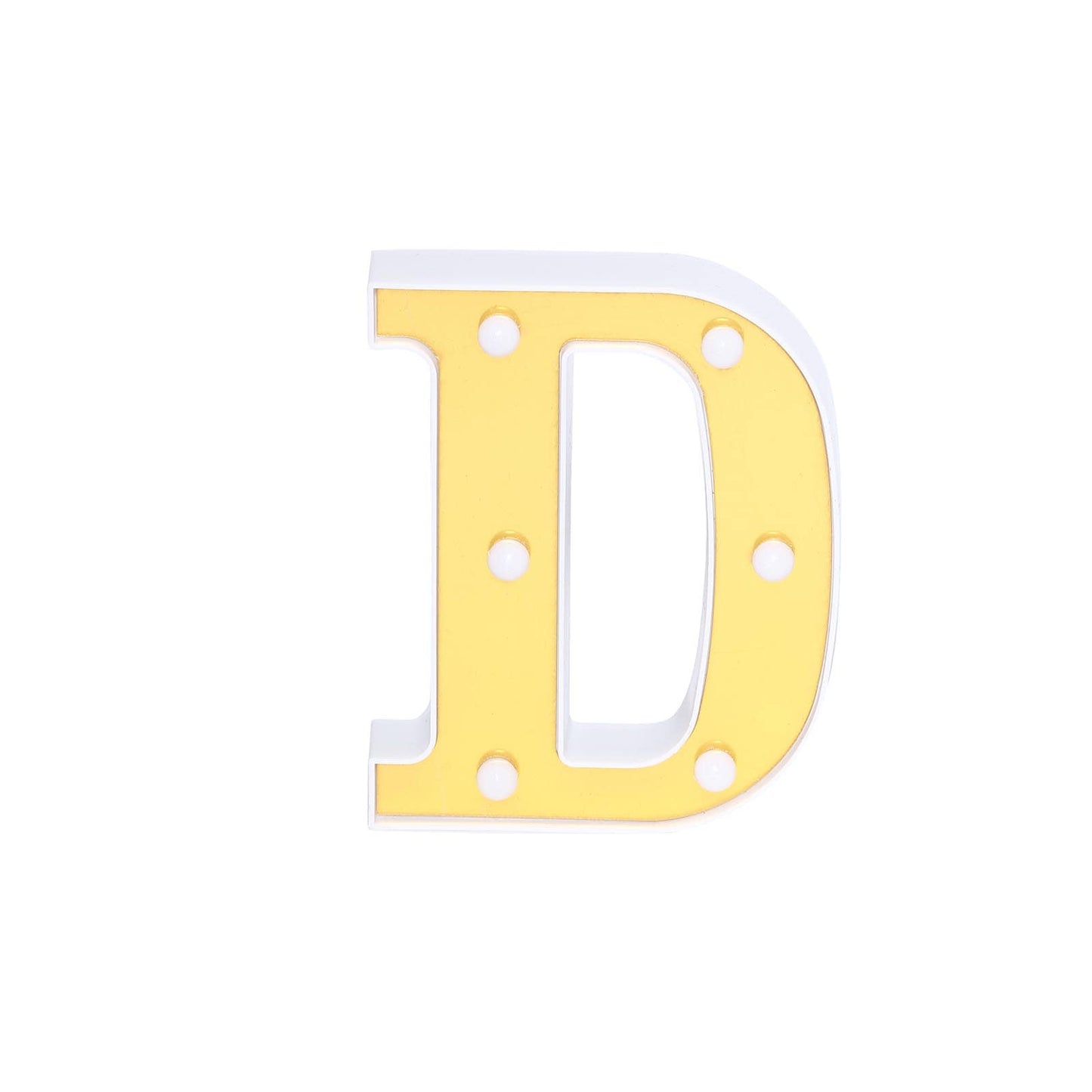 3D Marquee Letter "D" Warm White 6 LED Lights Gold - Chic Light - Up Decor for Events 6" - Linen Luxes