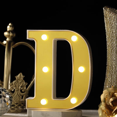 3D Marquee Letter "D" Warm White 6 LED Lights Gold - Chic Light - Up Decor for Events 6" - Linen Luxes