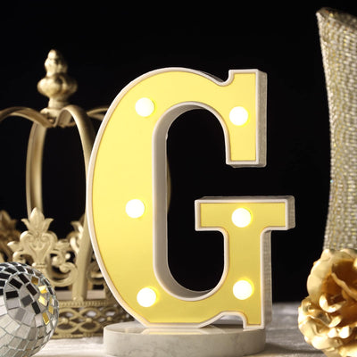 3D Marquee Letter "G" Warm White 6 LED Lights Gold - Chic Light - Up Decor for Events 6" - Linen Luxes