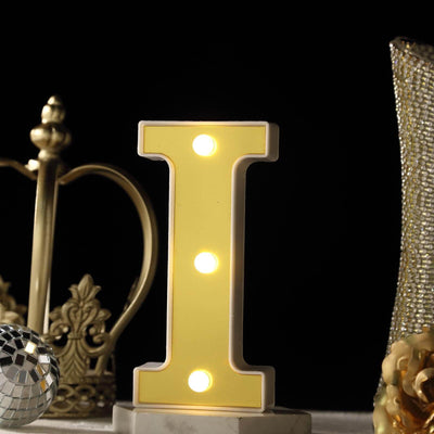 3D Marquee Letter "I" Warm White 3 LED Lights Gold - Chic Light - Up Decor for Events 6" - Linen Luxes