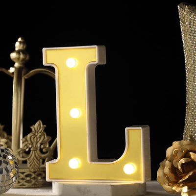 3D Marquee Letter "L" Warm White 4 LED Lights Gold - Chic Light - Up Decor for Events 6" - Linen Luxes