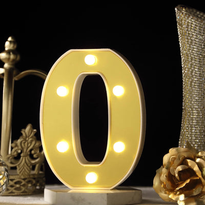 3D Marquee Letter "O" Warm White 6 LED Lights Gold - Chic Light - Up Decor for Events 6" - Linen Luxes