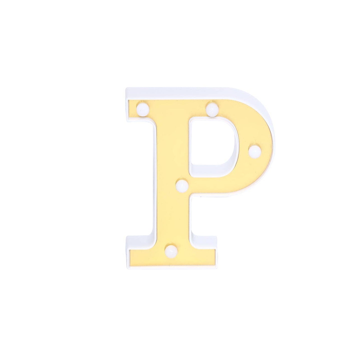 3D Marquee Letter "P" Warm White 5 LED Lights Gold - Chic Light - Up Decor for Events 6" - Linen Luxes
